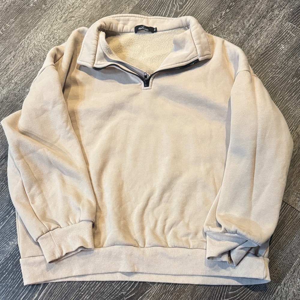 Beige Quarter-Zip Sweatshirt